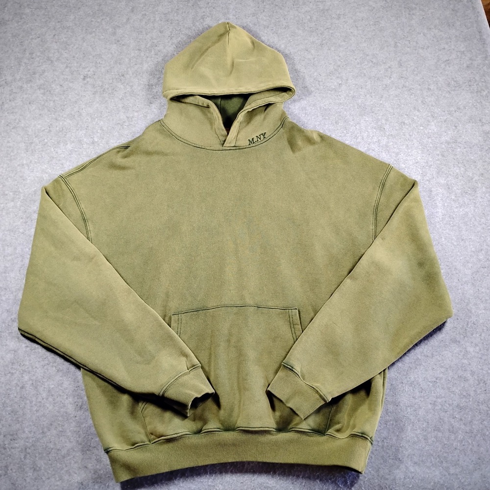 Minted New York Mens XL Hoodie Olive Green Cotton Oversized M.NY Logo Streetwear